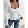 Clearlove Women Long Sleeve Shirts Lace Square Neck Slim Fit Fashion Top - 2 of 4