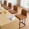 24" Counter Height Bar Stools, Modern PU Leather Barstools with Back and Metal Legs for Kitchen Island, Upholstered Bar Chairs, Dark Grey - 3 of 4