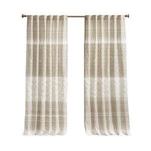 Gracie Mills Hogan Boho Striped Cotton Curtain Panel with Tassel Trim and Lining - 1 of 4