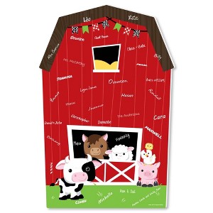 Big Dot of Happiness Farm Animals - Barn Guest Book Sign - Barnyard Baby Shower or Birthday Party Guestbook Alternative - Signature Mat - 1 of 4