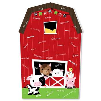 Big Dot of Happiness Farm Animals - Barn Guest Book Sign - Barnyard Baby Shower or Birthday Party Guestbook Alternative - Signature Mat