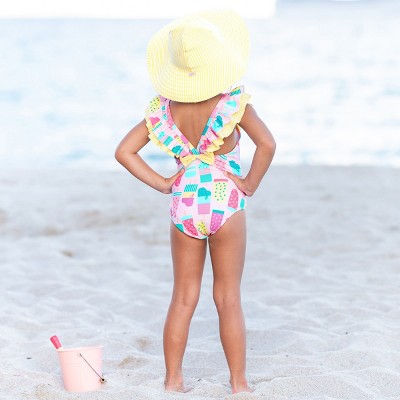 RuffleButts Girls V-Back One Piece Swimsuit - Ice Cream Social, Size: 6 — фото 3