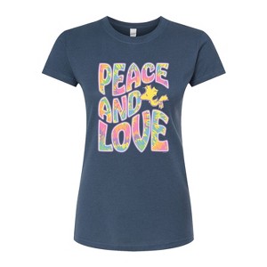 Women's - Peanuts - Woodstock Groovy Tie-Dye Peace and Love Juniors Fitted Graphic T-Shirt - 1 of 3