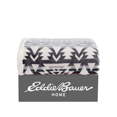 Clyde Hill Stripe Grey 50"x60" Reversible Plush Sherpa Throw