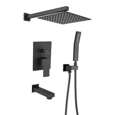 PROOX 2-Handle 3-Spray Wall Mount Tub and Shower Faucet with 10" Rain Shower Head
