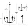 LNC Pict 6-Lights 26" Candle Modern Farmhouse Large Chandelier,Matte Black - 3 of 4
