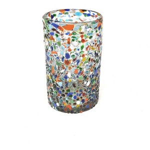 Dos Sueños Mexican Hand Blown Drinking Glasses - Confetti Rock Design - 14oz - Single Glass - 1 of 3