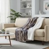 Faux Shearling Fleece Throw Blanket - Wolf Print Pattern by Hastings Home - 2 of 4