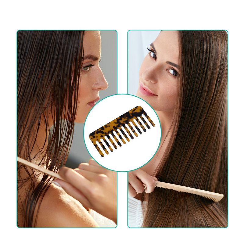 Unique Bargains Anti-Static Hair Comb Wide Tooth for Thick Curly Hair Hair Care Detangling Comb For Wet and Dry Dark 2.5mm Thick Brown 2 Pcs, 5 of 7