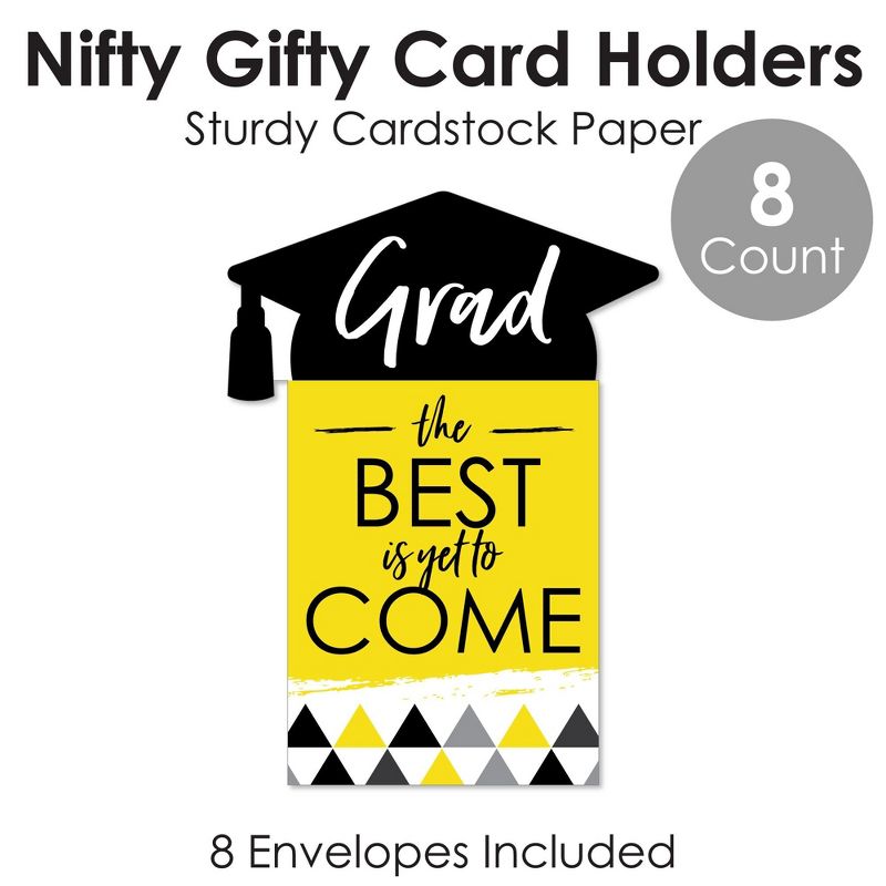 Big Dot of Happiness Yellow Grad - Best is Yet to Come - Yellow Graduation Party Money and Gift Card Sleeves - Nifty Gifty Card Holders - Set of 8, 4 of 8