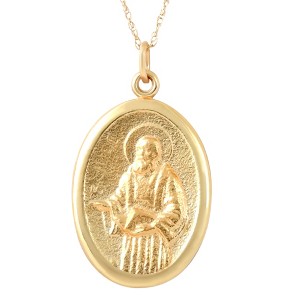 Pompeii3 14k White or Yellow Gold St. Jude Medal Pendant 1" Tall 3 Grams - 1 of 3