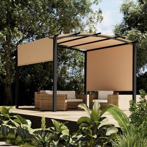 GustoWave 10' x 10' Outdoor Arched Pergola Gazebo with Sun Shade for Backyards - 1 of 4