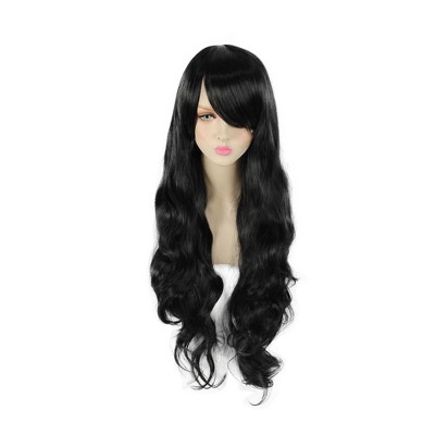 Unique Bargains Women's Curly Wigs 31" Black with Wig Cap