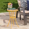 Chic Crate-Modern Industrial Outdoor Side Table - Yellow Tile Mosaic Top & Powder-Coated Metal Legs, Waterproof - 4 of 4