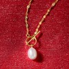 Pure Collection by Ross-Simons 6-6.5mm Cultured Pearl Lumachina-Chain Toggle Necklace in 14kt Yellow Gold - 2 of 3