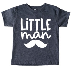 The Juniper Shop Little Man Mustache Toddler Short Sleeve Tee - 2T - Charcoal - 1 of 4