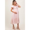 Pinkblush Light Pink Flutter Sleeve Maternity Midi Dress - 3 of 4