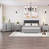 4-Pieces Bedroom Sets Queen Size Upholstered Bed with LED Lights, Mirrored Nightstands and Dresser with Metal Handles and Legs-Maison Boucle - 2 of 4