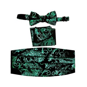 Gioberti Boy's Adjustable Satin and Paisley Cummerbund Set - 1 of 3