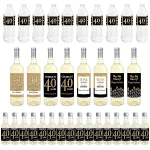 Big Dot of Happiness Adult 40th Birthday - Gold - Birthday Party Decorations - Beverage Bar Kit - 34 Pieces - 1 of 4
