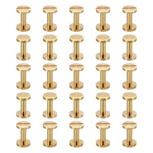 Unique Bargains Brass Rust-proof Durable Leather Belt Scrapbook Binding Chicago Screws 25 Sets - 1 of 4