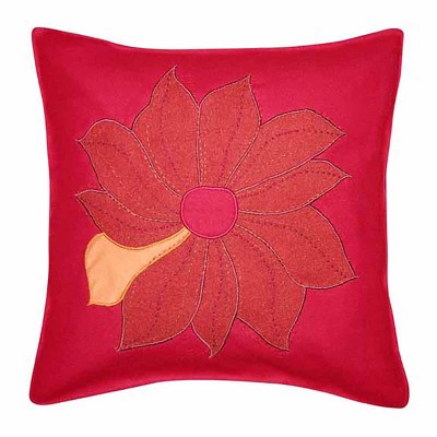 C&F Home 18" x 18" Red Flower Applique Throw Pillow