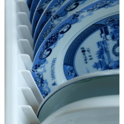White Heavy Duty Plastic Dish Drying Rack with Utensil Cup