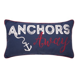 C&F Home 12" x 24" Anchors Away Nautical Embroidered Lumbar Accent Pillow - 1 of 4