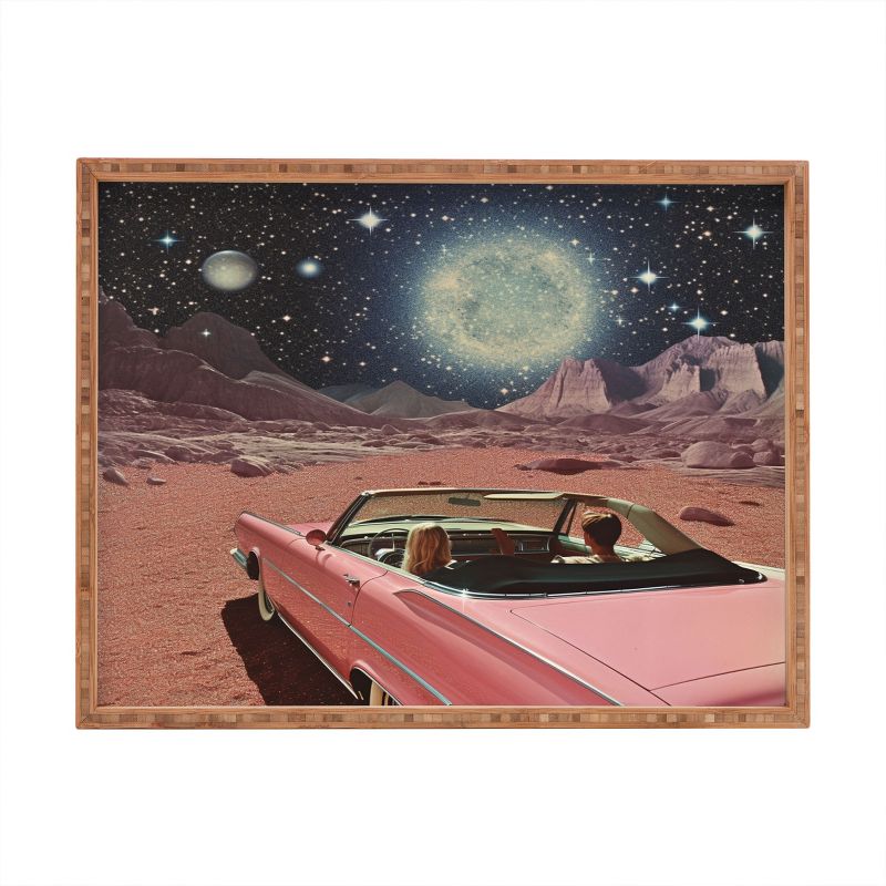 Samantha Hearn Pink Car in Space Vintage Rectangular Tray - Deny Designs, 1 of 3