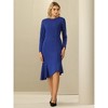 Hobemty Women's Round Neck Long Sleeve Formal Fishtails Dress with Belted - 2 of 4