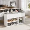 Shoe Storage Bench with Padded Seat, Flip-Open Entryway Bench with Hidden Compartment | Wooden Shoe Rack for Hallway, Living Room & Bedroom - 3 of 4