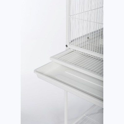 Chalk White 59.25'' Steel Flight Bird Cage with Stand