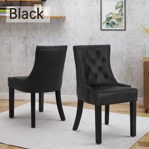 Hrinhom 21.5"W 2 Sets of Diamond Tufted Backrest Dining Chairs,Wooden Legs - 1 of 4