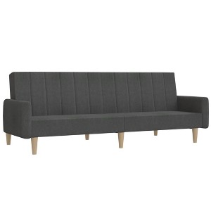 vidaXL 2-Seater Loveseat Sofa Bed - Dark Gray Polyester Couch, Wooden Frame, Convertible Sleeper for Living Room, Studio, Home Office - 1 of 4