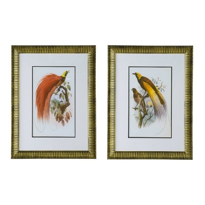 24"x32" Set of 2 Birds Wall Arts - A&B Home: Contemporary MDF Animal Artwork, Vertical Orientation with Mounting Hardware