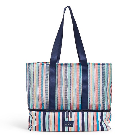 Vera Bradley Women's Outlet Mesh Dual Compartment Tote Bag Cabana Stripe