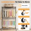 Clothes Rack Heavy Duty Adjustable Garment Clothing Rack with Wheels, Freestanding Closet Organizer for Hanging Clothes with 2 Side Hooks, Double Rod - 4 of 4