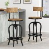 2pc Ximen Modern Industrial Firwood Adjustable Height Swivel Counter Height Barstools Natural/Black Brushed Silver - Christopher Knight Home - 2 of 4