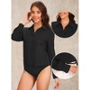 Allegra K Women's Collared Business Office Long Sleeves Bodysuit Work Leotard Shirt - 2 of 4