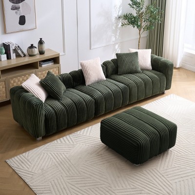 Modern Upholstered Sofa Chair with Ottoman, Three-Seater Couch for Lounging, Small Spaces and Accent Seating - The Pop Home