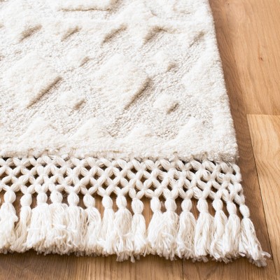 Ivory Hand-Tufted Wool Shag Runner Rug 2'3" x 10'