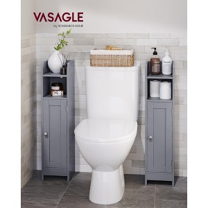 Space-Saving Narrow Bathroom Storage Cabinet with Adjustable Shelves & Door, Floor Organizer for Toilet Paper & Toiletries, Anti-Tip Design - 1 of 4