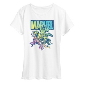 Women's - Marvel - Avengers Group Rainbow Short Sleeve Graphic T-Shirt - 1 of 4