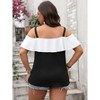 Coolmee Women Summer Plus Size Shirt Off Shoulder Tie Front Layered Ruffle Sleeveless Spaghetti Strap Blouse Top - 2 of 4