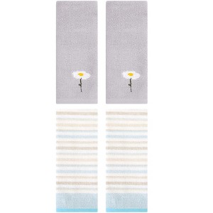 REGALWOVEN 4 Pcs Bathroom Absorbent Cotton Hand Towels - 1 of 4