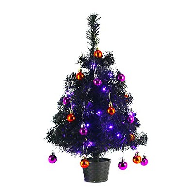 Sunnyglade 21.6 Inch 30 LED Mini Halloween Black Tree Artificial Spooky