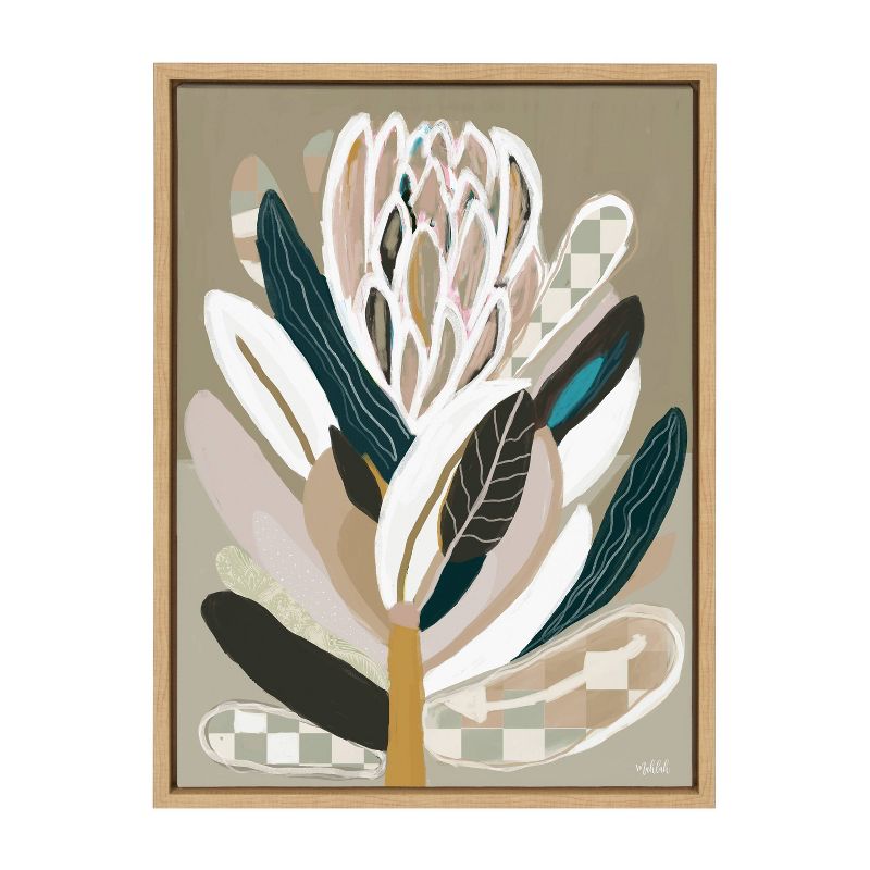 Kate &#38; Laurel All Things Decor 18&#34;x24&#34; Sylvie Sage Protea Framed Canvas Wall Art by Inkheart Designs Natural Modern Neutral Flower, 1 of 7