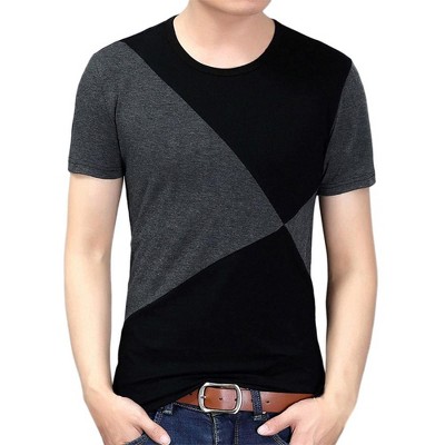 YESFASHION Men's Color Block T Shirts Round Neck Short Sleeve Summer Tee Tops