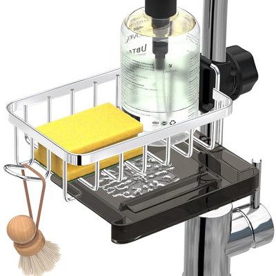 Simple Trending Stainless Steel Kitchen Sink Faucet Organizer with Drainboard for 0.8 1 inch Round Water Pipe
