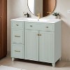 36" Bathroom Vanity with Ceramic Sink, Standard and Double-Layer Drawers, Soft Close Doors, Adjustable Shelves - Leovsnove - 2 of 4
